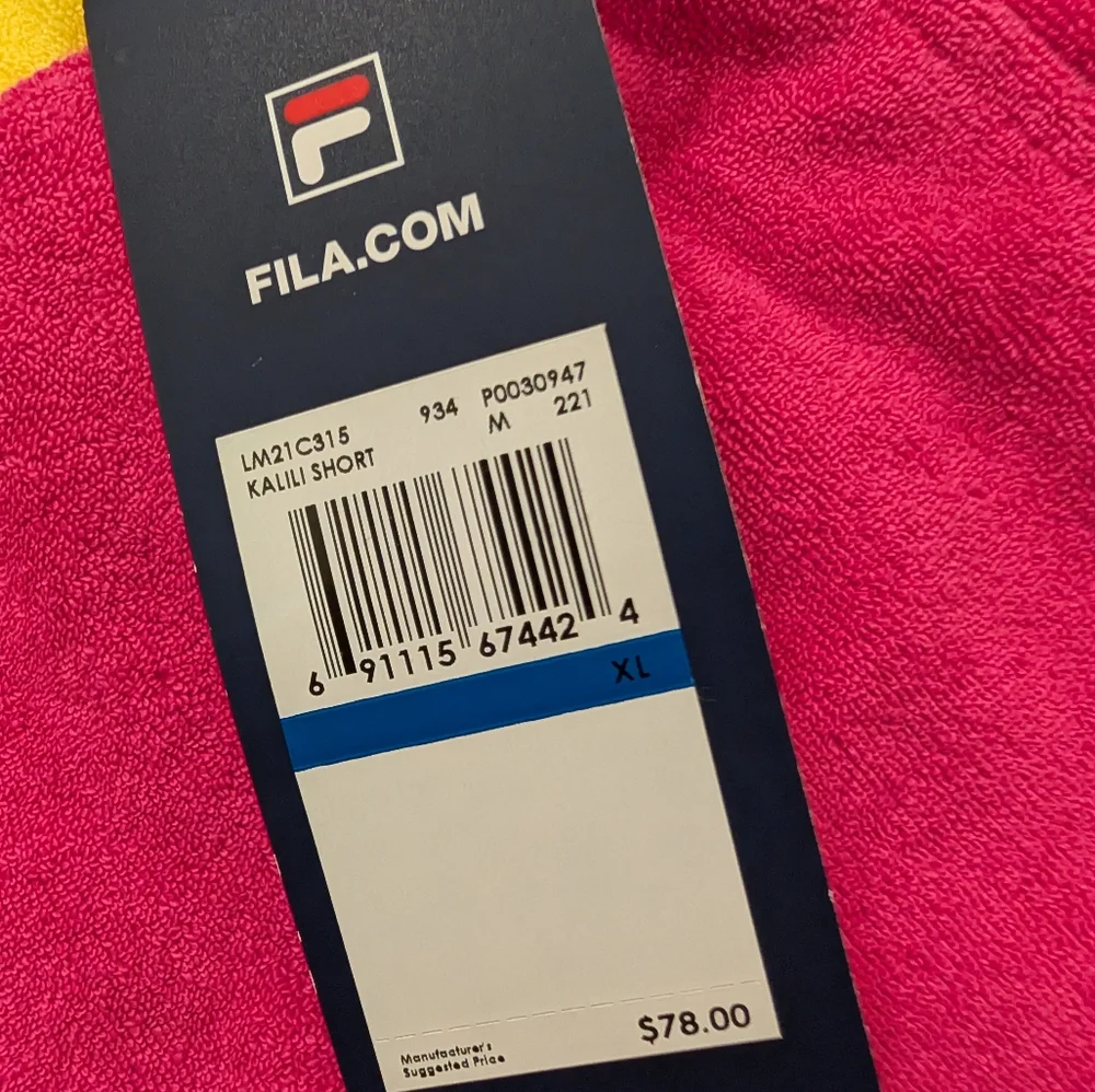 XL NWT FILA Analu Terry Polo & Kalili Shorts Towel Cloth Pink Blue Yellow